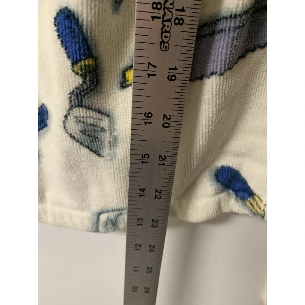 Bullfrogs & Butterflys Boys Tools Robe White Med Belt Pockets Hood Terry Cloth